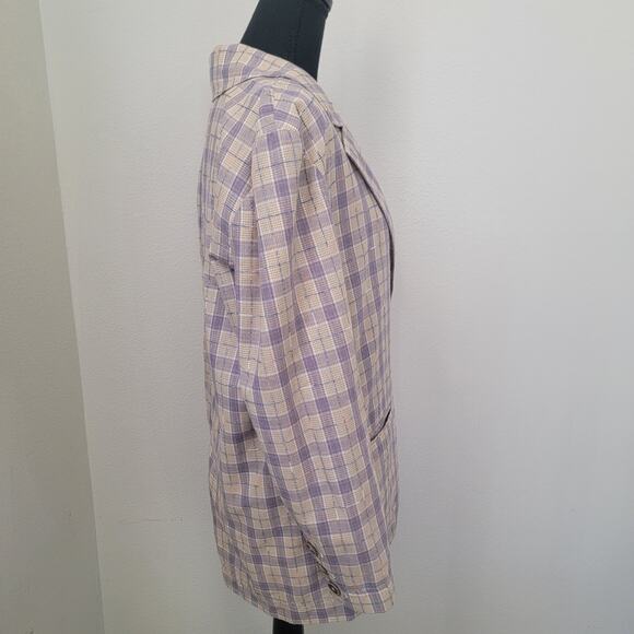 We the Free People Plaid Beckett Boyfriend Blazer Sz XS Light Academia Preppy - Picture 7 of 16